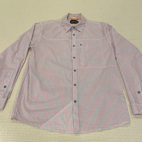 Orvis SS Tech LS Shirt White/Blue/Pink Medium - Picture 2 of 15